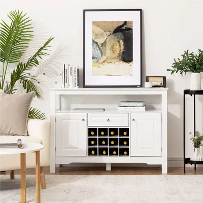 Produktbild von Buffetschrank - Anrichte - Küchenschrank - Aufbewahrungsschrank - Weinkühlschrank - MDF-Holz - 116 x 40 x 82 cm - Weiß