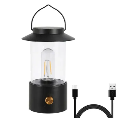 Produktbild von Leuchte Lampe Campinglampe stufenlos Dimmbar LED schwarz Laterne AKKU USB