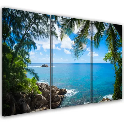 Produktbild von Triptychon auf leinwand landschaften - blau 60x40 cm Feeby blau wandbild bereit zum aufhängen