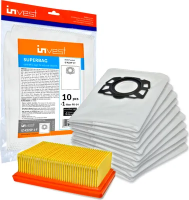 Produktbild von 10 worków do odkurzacza + 1 filtr pasujący do Kärcher WD4 WD5 WD6 MV4 MV5 MV6 Zamiennik 2.863-006.0