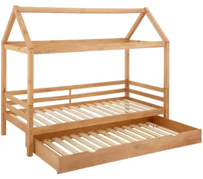 Produktbild von Hausbett >Athen2< in Natur, Natur/Kiefer - 208x165x98cm (BxHxT)