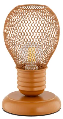 Zdjęcie produktu dla Lampa stołowa w kształcie żarówki PIKOLO żółto-pomarańczowa 1xE14x10W metal wym:21x11x11cm IP20 Alfa