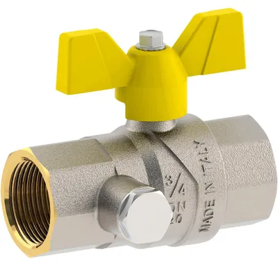 Productafbeelding van Gasafsluitklep met kogelafsluiter, mannelijke aansluitingen, met drukmeetstuk met vlinderklep, aluminium, Fiv, 3/4", DN 20