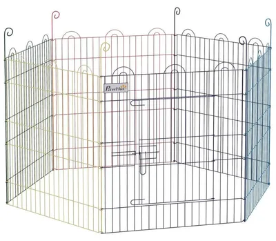 Immagine prodotto di Recinto per cuccioli in metallo, adatto sia per interni che per esterni | Colore: Multicolore | Dimensioni: 120x120x60 cm