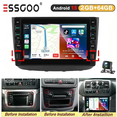 Produktbild von Autoradio 10 Zoll Touchscreen Android 15 GPS Navi Carplay Android Auto Bluetooth Lenkradsteuerung 2DIN für Mercedes Benz Viano Vito W639 2004-2014