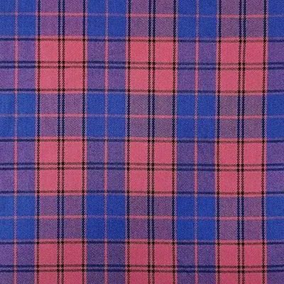 Productafbeelding van Tartanstof voor kleding, 50 cm breed, blauw en donkerroze