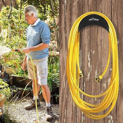 Obrázek produktu pro 29cm kovový nástěnný držák pro nerezový naviják na zahradní hadici – černý