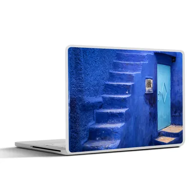 Produktbild von MuchoWow® Laptop Aufkleber Sticker Cover Architektur - Blau - Treppe - Tür 25x18 cm - Laptop-Deko