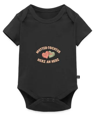 Produktbild von Spreadshirt Mutter-Tochter Herz an Herz Kurzarm Tages Baby Body, 86 (12-18 M.), Schwarz