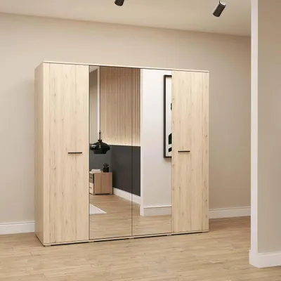 Produktbild von Drehtürenschrank  Kleiderschrank Bari 200cm, San Remo/San Remo mit Spiegeln