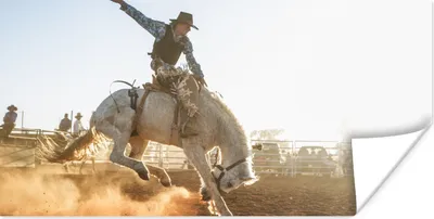 Produktbild von MuchoWow® Poster Pferd - Cowboy - Stoff 150x75 cm - ohne Rahmen