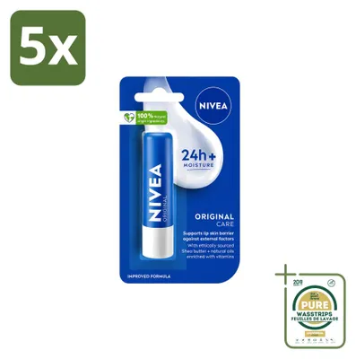 Productafbeelding van 5 x Nivea Lippenbalsem Original - Voorraadverpakking - 5 stuks