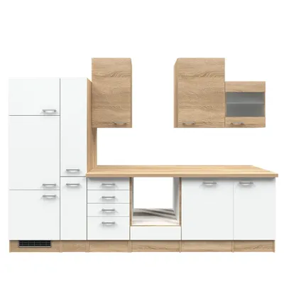 Produktbild von Küchenzeile ohne E-Geräte - 310 cm breit - Weiß Sonoma Eiche – Salerno