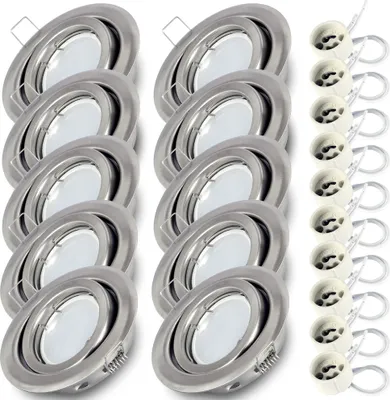 Produktbild von 10x Einbauspot SET RIK-19 schwenkbar nickel matt GU10 7W warmweiss