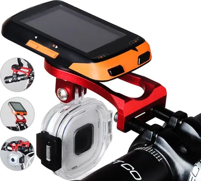 Zdjęcie produktu dla Uchwyt do komputera rowerowego Elprico, solidny, regulowany uchwyt GPS do Cateye Bryton (czerwony)