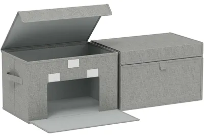 Produktbild von Omgoods – Faltbare Aufbewahrungsboxen mit Tragegriffen, Set aus 2, in Grau
