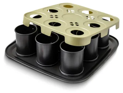 Produktbild von Zenker Bake, Click & Go 9er Törtchenblech  29 x 29 x 7 cm  Backform mit separat erhältlichem Deckel für den direkten Transport  Kuchenform zum Backen & Transportieren