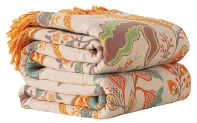 Imagen del producto de Manta bohemia con estampado de pájaros, 200 x 230 cm, 100% algodón, ideal para el salón y la cama