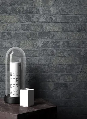 Produktbild von NEWROOM Tapete Schwarz Vliestapete 3D-Optik - Steintapete Industrial Anthrazit Stein Naturstein Ziegelstein Loft