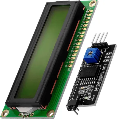 Obrázek produktu pro AZ-dodávky Displeje HD44780 1602 LCD modul s rozhraním I2C 2x16 znaků (se zeleným pozadím) kompatibilní s Arduino a Raspberry Pi, 1x sada