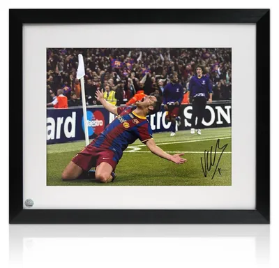 Produktbild von Signiertes Fußballfoto von Barcelona, in einem Bilderrahmen