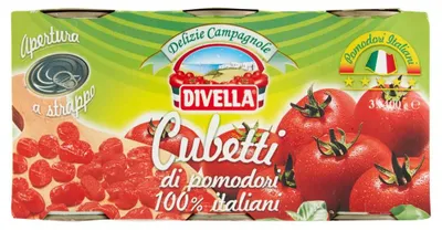 Produktbild von 48x Divella Tomaten Delizie Campagnole 100% italienische Tomatenwürfel 400 G + Italian Gourmet polpa 400g