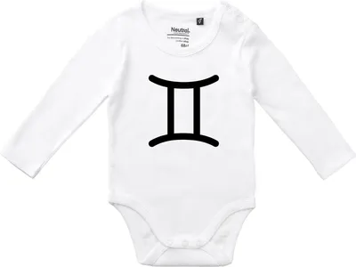 Produktbild von Huuraa Baby Body Zwillinge Sternzeichen Zeichen 74 White  Baumwolle Fairtrade Langarmbody Geschenkidee