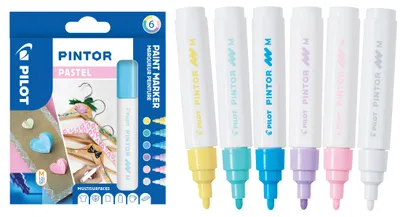 Produktbild von PILOT PINTOR Kreativmarker 6er Set – 1.4mm mittlere Spitze, Pastell Farben