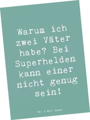 Produktbild von Mr. & Mrs. Panda Postkarte Spruch Superhelden Stiefvater - Meeresbrise - Geschenk, persönliche Erinnerungen, Postkarten, Unterstützung, Familienmitglieder, Stiefkinder