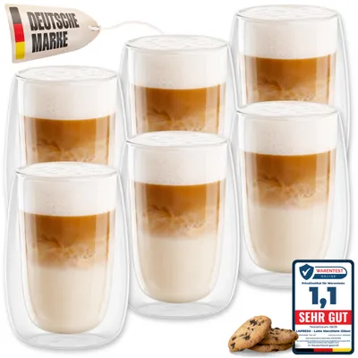 Produktbild von LAPRESO® Latte Macchiato Gläser Doppelwandig | Thermogläser Kaffeegläser Teegläser | Gläser Set 350 ml 6 Stück | Thermogläser Doppelwandig Kaffeetasse