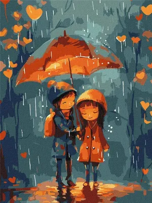 Produktbild von Malen nach Zahlen – Unter dem Regenschirm 30 x 40 cm – Ideyka
