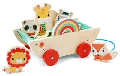 Produktbild von Fisher-Price - Holz-Ziehwagen mit 8 Tieren
