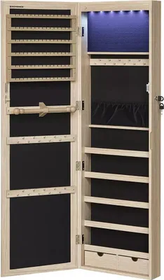 Produktbild von In And OutdoorMatch Spiegelschrank mit Beleuchtung - 120x37cm - Mit Schloss - Schmuckschrank zum Aufhängen - Schmuckschrank Spiegel - Schmuckschatulle