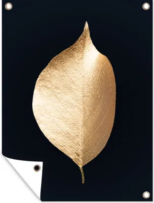 Produktbild von MuchoWow® 30x40 cm Outdoor-Poster Gartendeko Sichtschutz Garten Poster für den Garten  Blätter - Gold - Schwarz - Pflanzen - Luxus