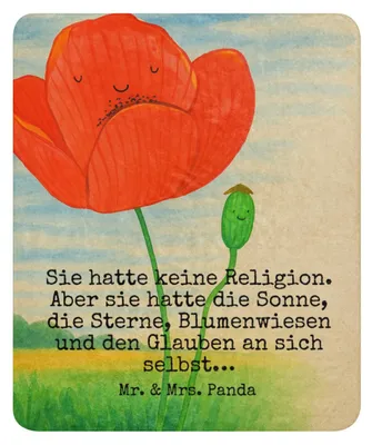 Produktbild von Mr. & Mrs. Panda Heimdecke Blume Mohnblume Design 130 x 155 cm - Weiß - Geschenk, Religion, Garten, Plaid, Mohn, Wärmedecke, Selbstliebe, Kuscheldecke, Decke, Respekt