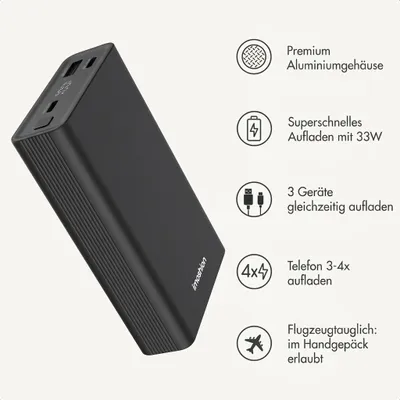 Produktbild von imoshion Ultra Series Aluminium Powerbank 20.000 mAh - Schnellladen bis 33W - Black