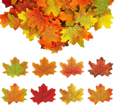 Obrázek produktu pro 400 kusů listů javoru, umělá girlanda z listů javoru, 8 barev, podzimní listí, dekorace na podzim, vhodné pro party, svatby, Halloween, Vánoce, podzimní dekorace (8 x 7 cm)