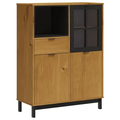 Zdjęcie produktu dla Kredens z przeszklonymi drzwiami FLAM, 92x40x122,5 cm, sosna