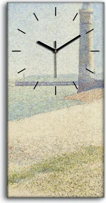 Produktbild von Dekor Leinwand Uhr Wandbilder Geräuschlos 30x60 Der Leuchtturm von Honfleur - schwarze Hände