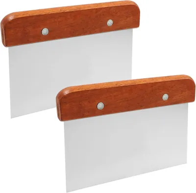 Obrázok produktu pre Krájač na cesto 15 x 11 cm, 2 ks, nehrdzavejúca oceľ, s drevenou rukoväťou, na pizzu