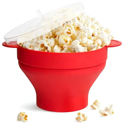 Silikon-Popcornmaker, klappbar, mit Deckel, robuste Griffe