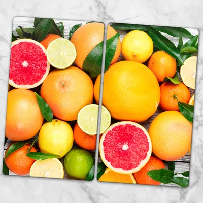Produktbild von Glas-Herdabdeckplatten Glaskeramikkochfeld-Abdeckung Spritzschutz Glas 2x30x52 cm - Obst Farbige Grapefruitorange