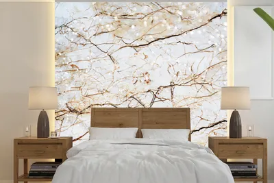 Produktbild von MuchoWow® Fototapete für Wohnzimmer oder Schlafzimmer Wandtapete Vinyl Motivtapete Marmor - Weiß - Braun - 350x350 cm - Schlafzimmertapete