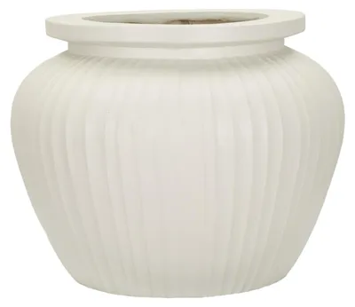 Imagen del producto de Vaso de cerámica con diseño en relieve, MGO, 48x38 cm, color crema, marca Mauro Ferretti