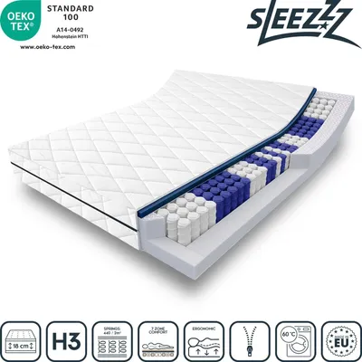Obrázek produktu pro 7zónová taštičková matrace Sleezzz Superior 160 x 200 cm, výška 18 cm, stupeň tuhosti H3