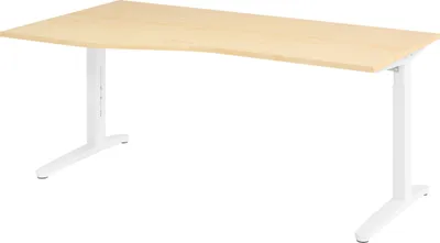 Produktbild von bümö Schreibtisch Serie-XB - Nachbildung Ahorn, Größe:  180 x 100 cm, Gestell: Weiß