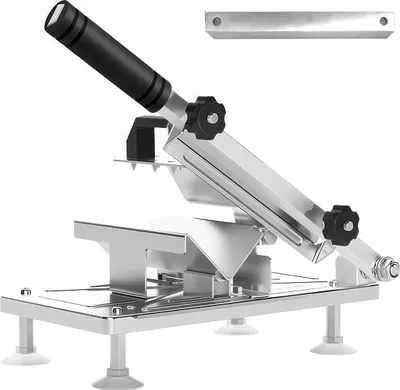 Produktbild von Allesschneider manuell, Edelstahlschneidemaschine für Hammelfleisch & Rind, Schnittstärke 0,3–15 mm, 41×19,5×8,3 cm