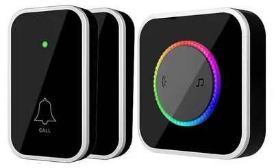 Produktbild von Funk Türklingel kabellos mit 2 Sendern, 45 Melodien, LED Lichtsignal, große Reichweite für Haus, Wohnung und Büro
