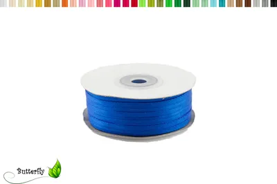 Produktbild von Satinband 3mm x 91m Rolle, Farbe:107 blau