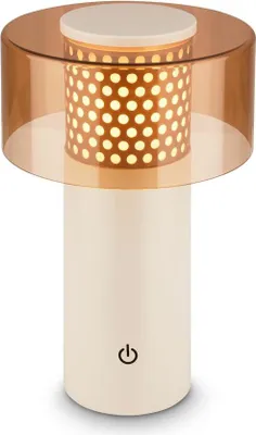 Immagine prodotto di Briloner GILA Lampada da tavolo senza fili IP44, dimmerabile, touch, luce bianca calda, funzione di memoria, grigio caffè chiaro, Ø15 x 19 cm